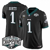 Men's Philadelphia Eagles #1 Jalen Hurts Black 2024 NFC East Champions With 3-Star C Patch F.U.S.E. Vapor Untouchable Limited Stitched Jersey,baseball caps,new era cap wholesale,wholesale hats